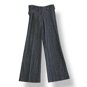 Grayson Wool Silk Wide-Leg Pants Women’s 6 Black Speckled High Waist Office